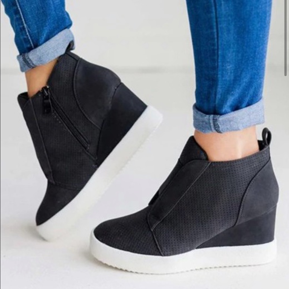 Black Wedge Sneakers
